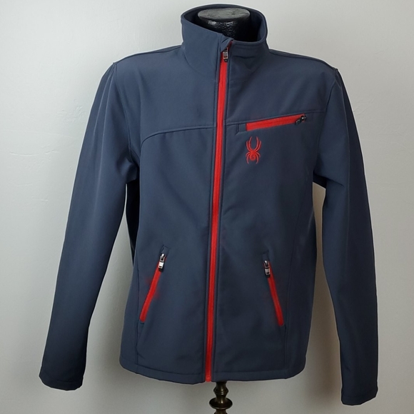 Spyder full zipper gray embroidered jacket size M - Picture 2 of 11